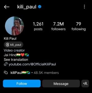 kili paul instagram id